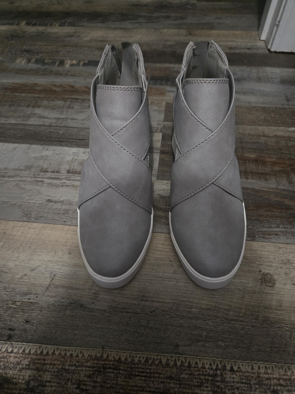 Maurices Grey Crisscross Slip-On Sneakers